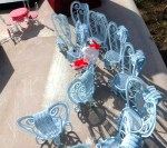 white wire chairs side